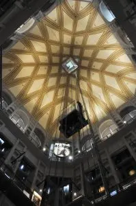 The glass lift inside the National Museum of the Cinema, Mole Antonelliana - Turin, Italy - www.rossiwrites.com