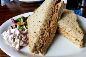 Crab sandwich served at the local pub - Holy Island of Lindisfarne, Northumberland, England - www.rossiwrites.com