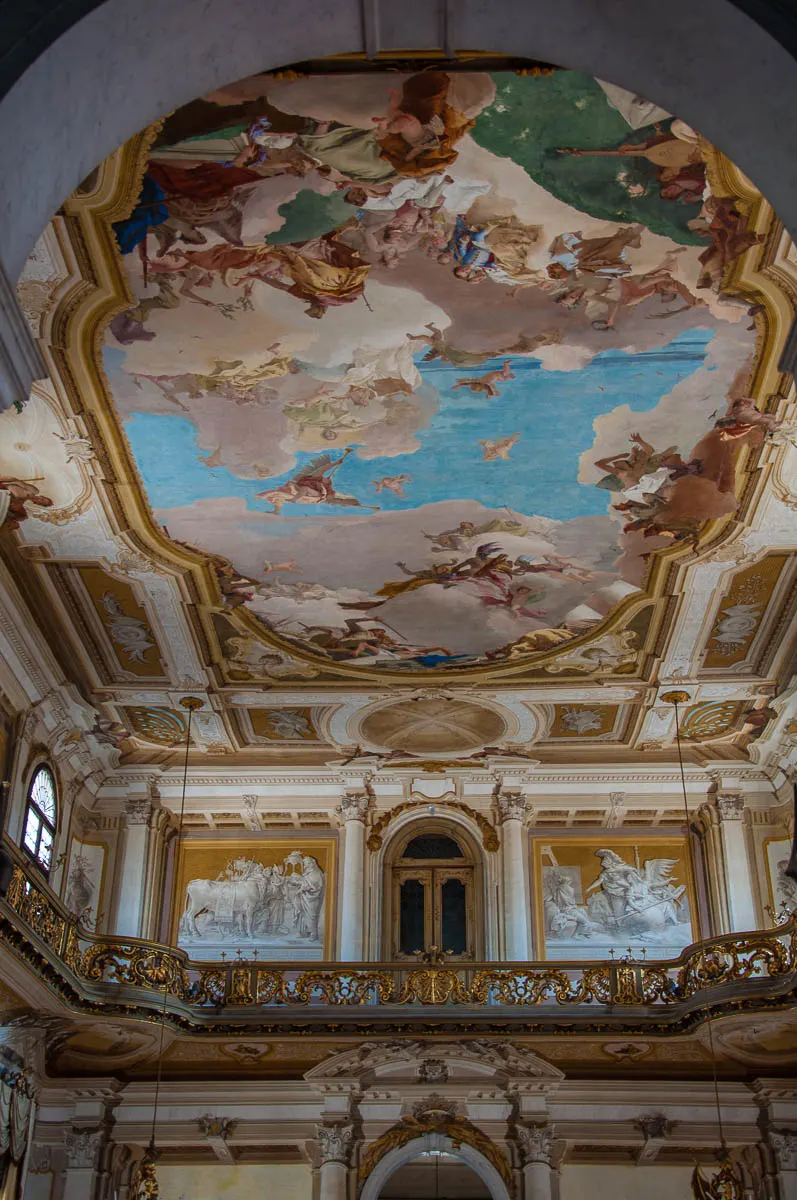 The ceiling of the ballroom with Giambatista Tiepolo's fresco - Villa Pisani, Stra, Veneto, Italy - www.rossiwrites.com
