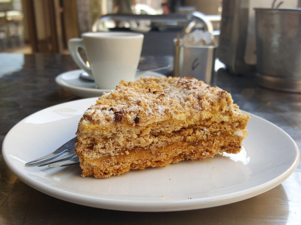 A slice of Torta Pazientina - typical cake for the city of Padua in Italy - rossiwrites.com