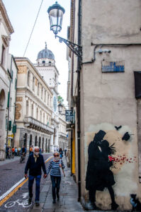 An old couple and a Kenny Random mural - Padua, Veneto, Italy - rossiwrites.com