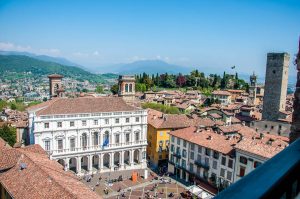 Piazza Vecchia seen from the Civic Tower called Campanone, Bergamo, Italy - rossiwrites.com