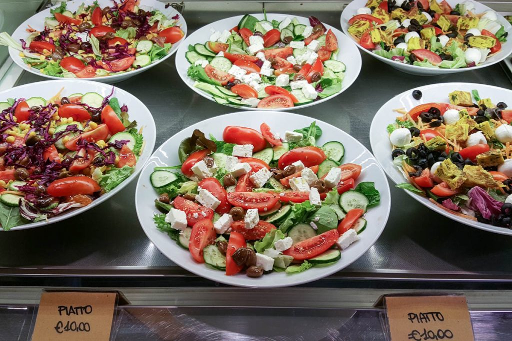 Fresh salads, Mercato di Mezzo - Bologna, Emilia-Romagna, Italy - rossiwrites.com