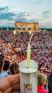 The candle in its paper holder - Arena di Verona- Verona Opera Festival - Veneto, Italy - www.rossiwrites.com