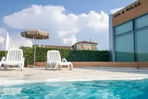 The pool area with the Wellness Centre - Hotel Viest, Vicenza, Italy - www.rossiwrites.com