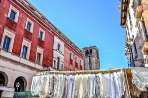 A market stall selling curtains - Vicenza, Italy - www.rossiwrites.com