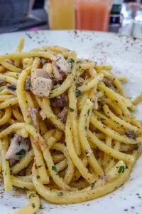 Bigoli with sardines - Lake Garda, Italy - rossiwrites.com