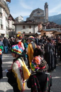 People in traditional dress at the Carnival in Bagolino - Lombardy, Italy - rossiwrites.com