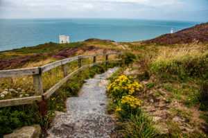 The steps leading to Ellin's Tower Visitor Centre - Holyhead - Isle of Anglesea - Wales, UK - rossiwrites.com
