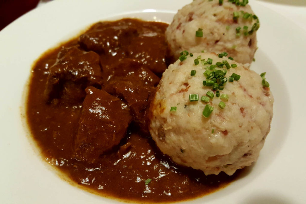 Goulash with canederli - Capanna Passo Valles - Dolomites, Trentino, Italy - rossiwrites.com