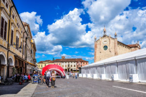 The town's main square on the day of the prosciutto festival - Montagnana, Veneto, Italy - rossiwrites.com