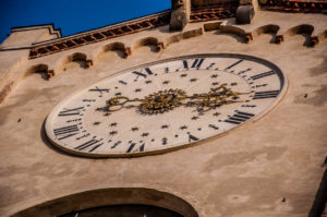 The clock on the Duomo's facade - Montagnana, Veneto, Italy - rossiwrites.com
