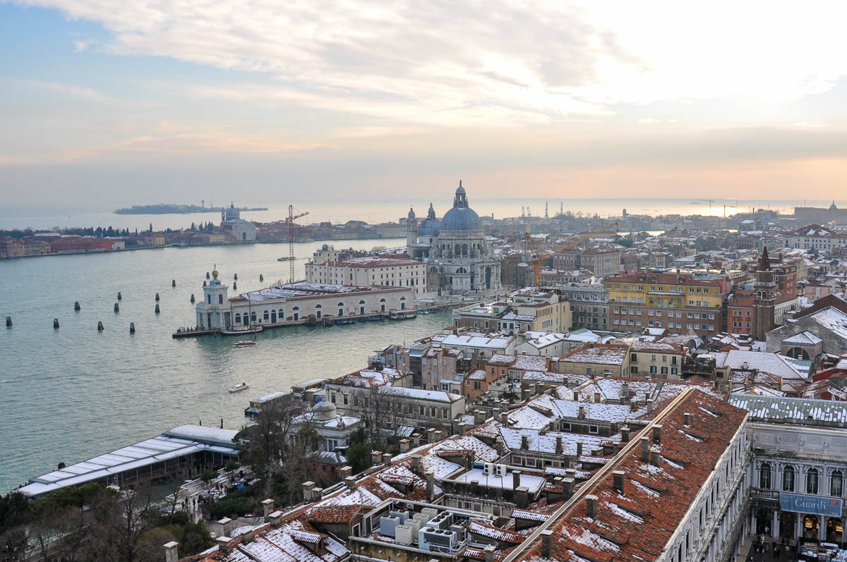 Punta della Dogana and St. Mark's Square covered in snow - Venice, Veneto, Italy - rossiwrites.com