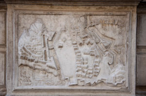 The map of Corfu on the facade of the Church of Santa Maria del Giglio - Venice, Italy - rossiwrites.com