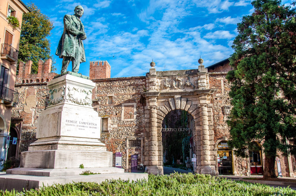 The monument of F. Lampertico next to the Teatro Olimpico - Vicenza, Italy - rossiwrites.com