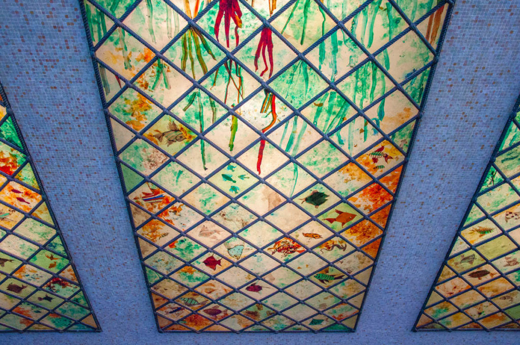 Murano glass panels at Venezia Santa Lucia Train station - Venice, Italy - rossiwrites.com