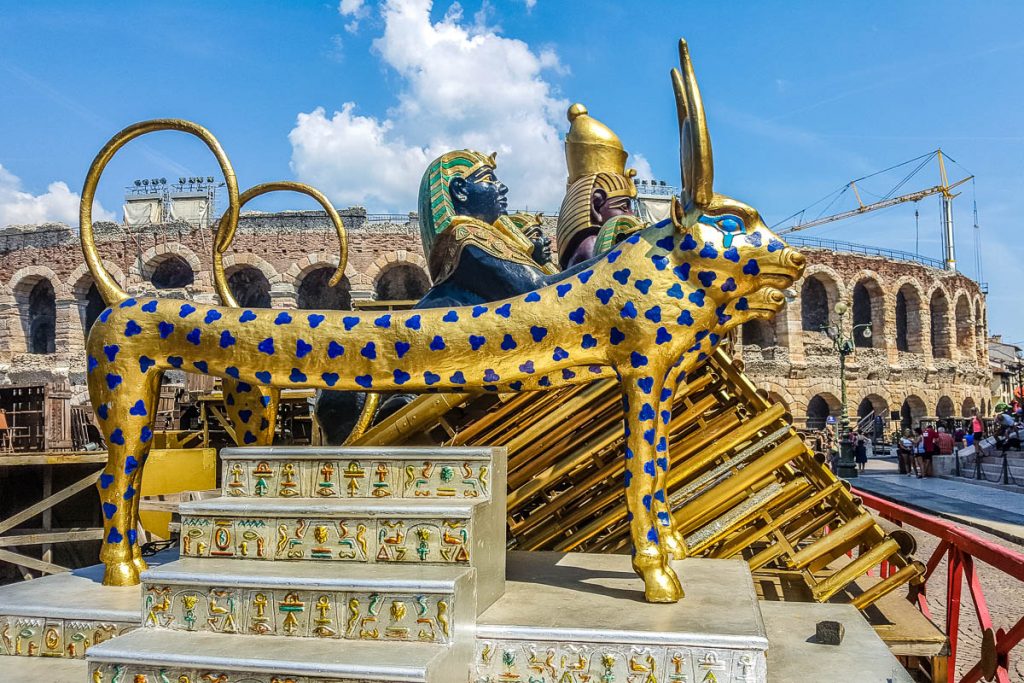 Aida's Stageset outside Arena di Verona during the Verona Opera Festival - Piazza Bra, Verona - Veneto, Italy - rossiwrites.com