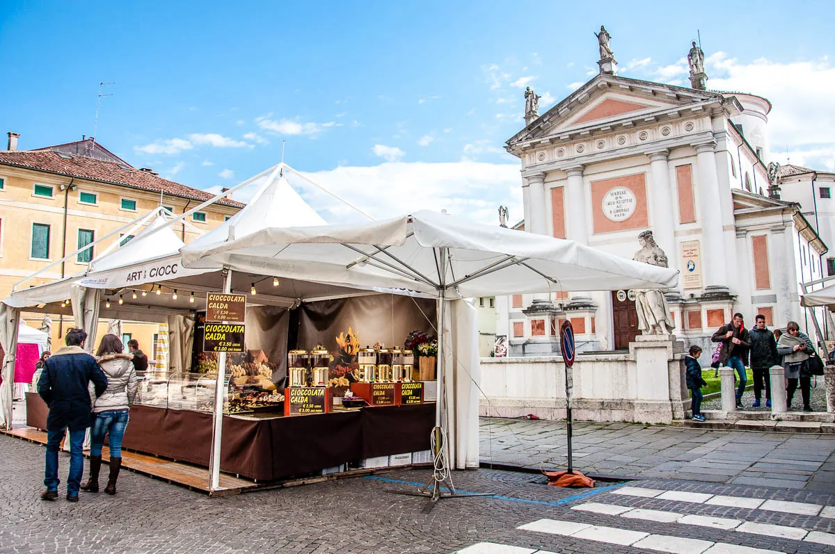 Piazza San Liberale during a chocolate festival - Castelfranco Veneto, Italy - rossiwrites.com