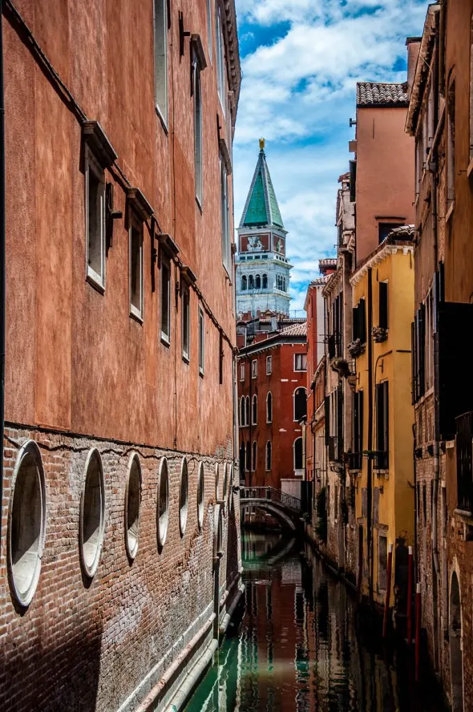 St. Mark's Bell Tower seen from the Bridge of Lova - Venice, Italy - rossiwrites.com