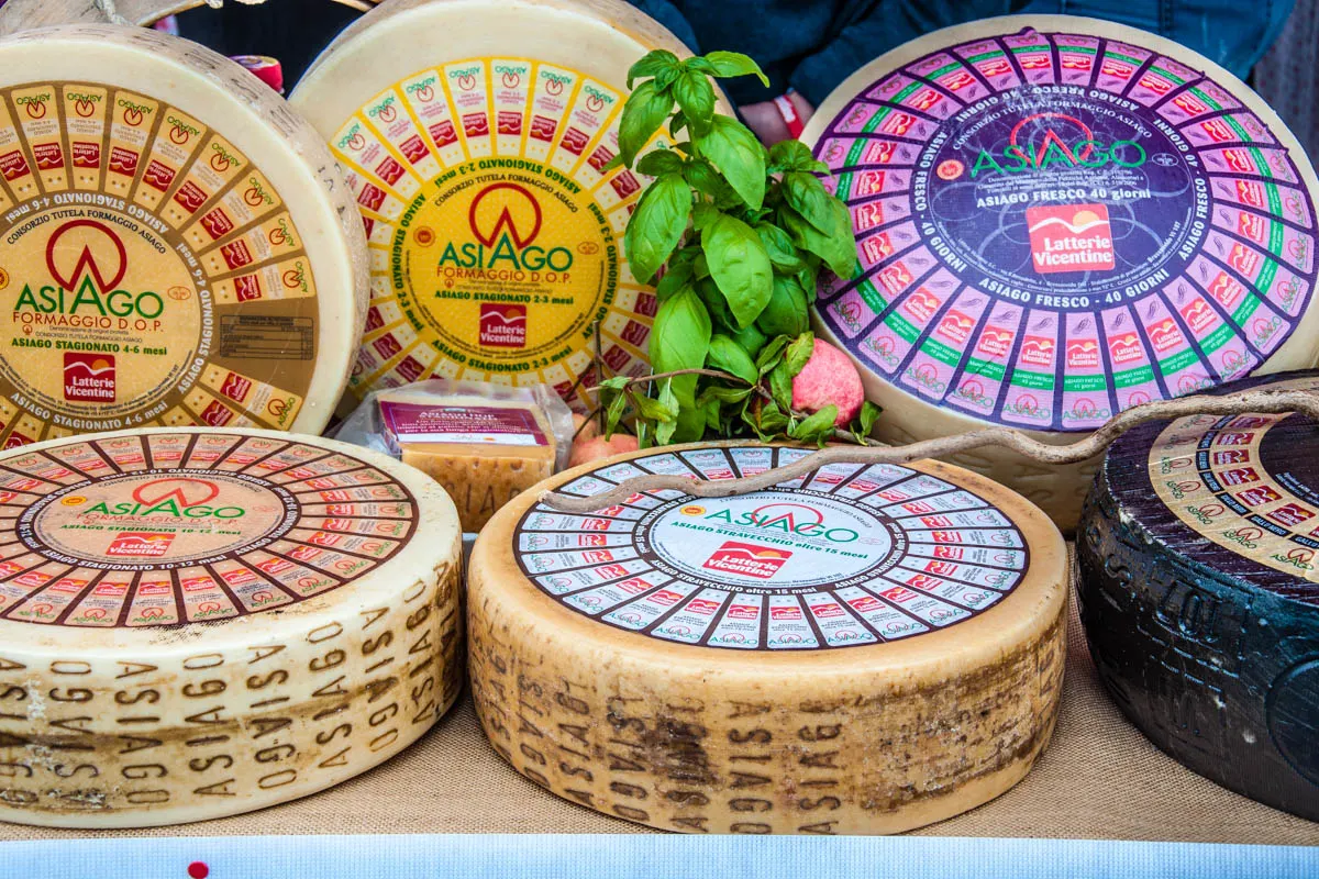 Different varieties of Asiago cheese - Bressanvido, Veneto, Italy - rossiwrites.com