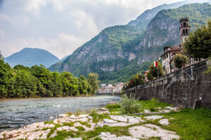 View of the town of Valstagna with the river Brenta - Veneto, Italy - rossiwrites.com