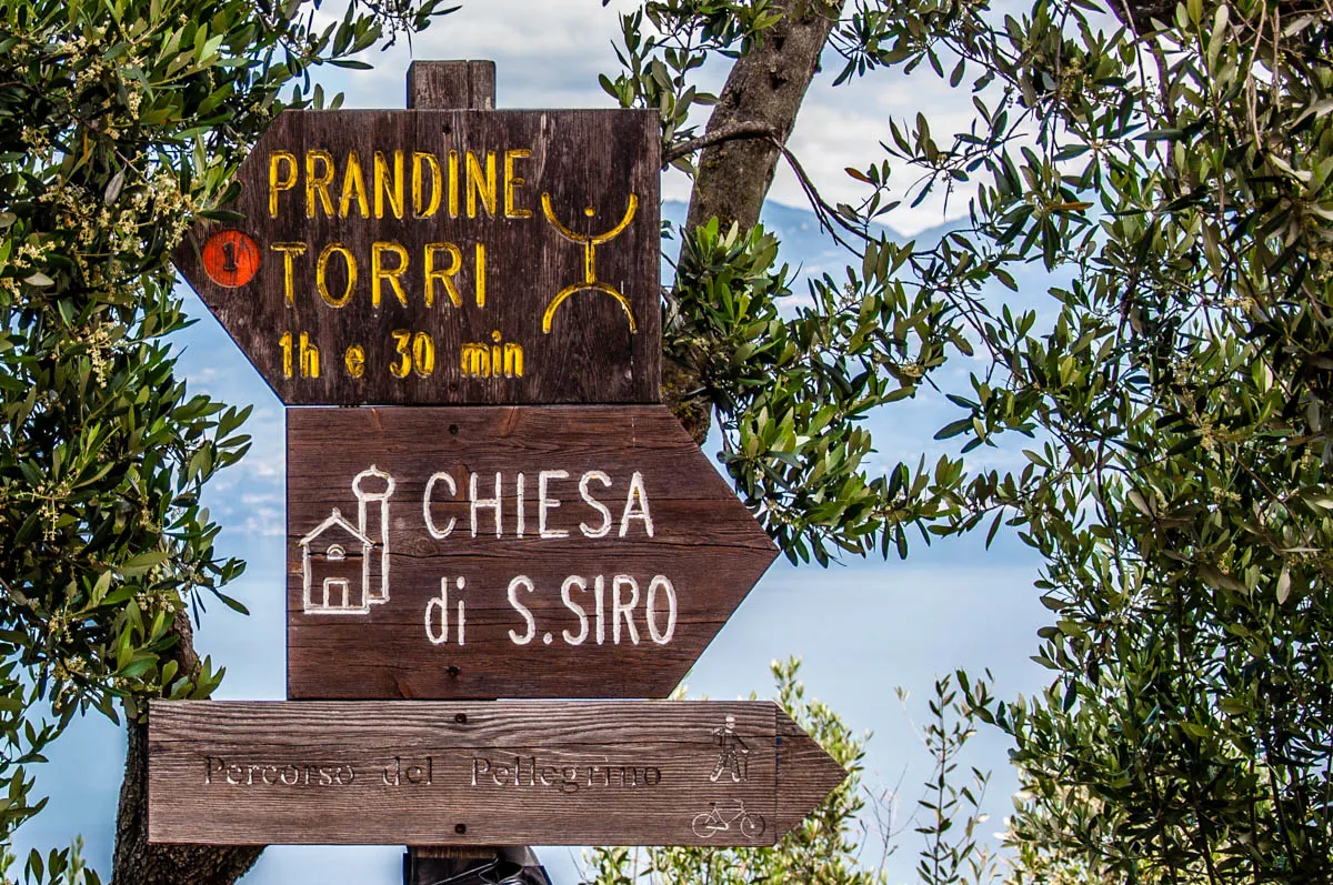 Signs pointing to nearby places to visit - Crero, Lake Garda, Veneto, Italy - rossiwrites.com