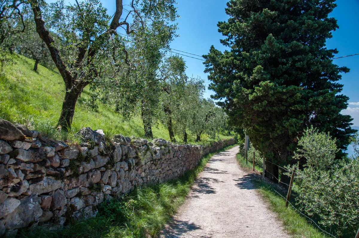 The beginning of the hiking path to the Tibetan Bridge - Crero, Lake Garda, Veneto, Italy - rossiwrites.com