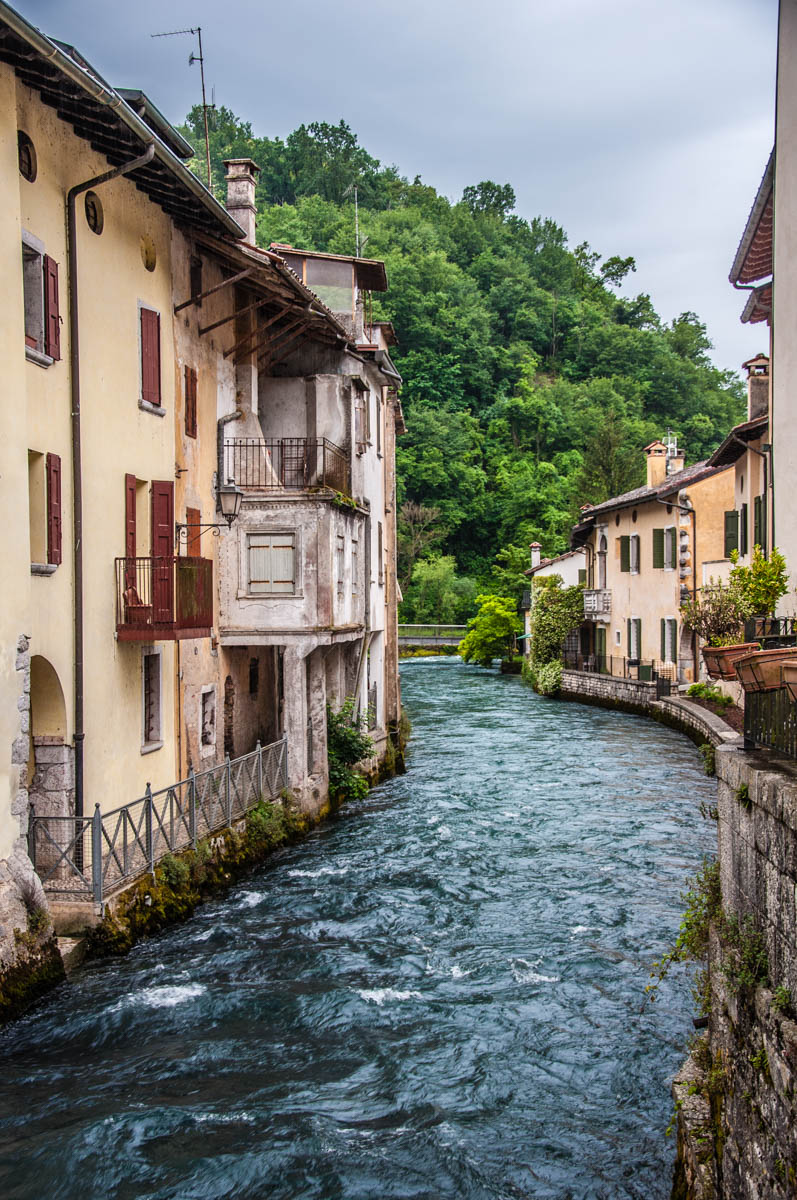 The river Gorgazzo flowing through the centre of the village - Polcenigo, Friuli Venezia Giulia, Italy - rossiwrites.com