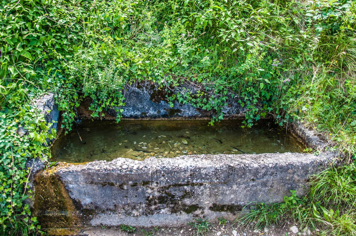 The water fountain at the start of the hike to the Tibetan Bridge - Crero, Lake Garda, Veneto, Italy - rossiwrites.com