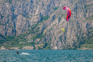 Kitesurfers at Navene beach - Lake Garda, Veneto, Italy - rossiwrites.com