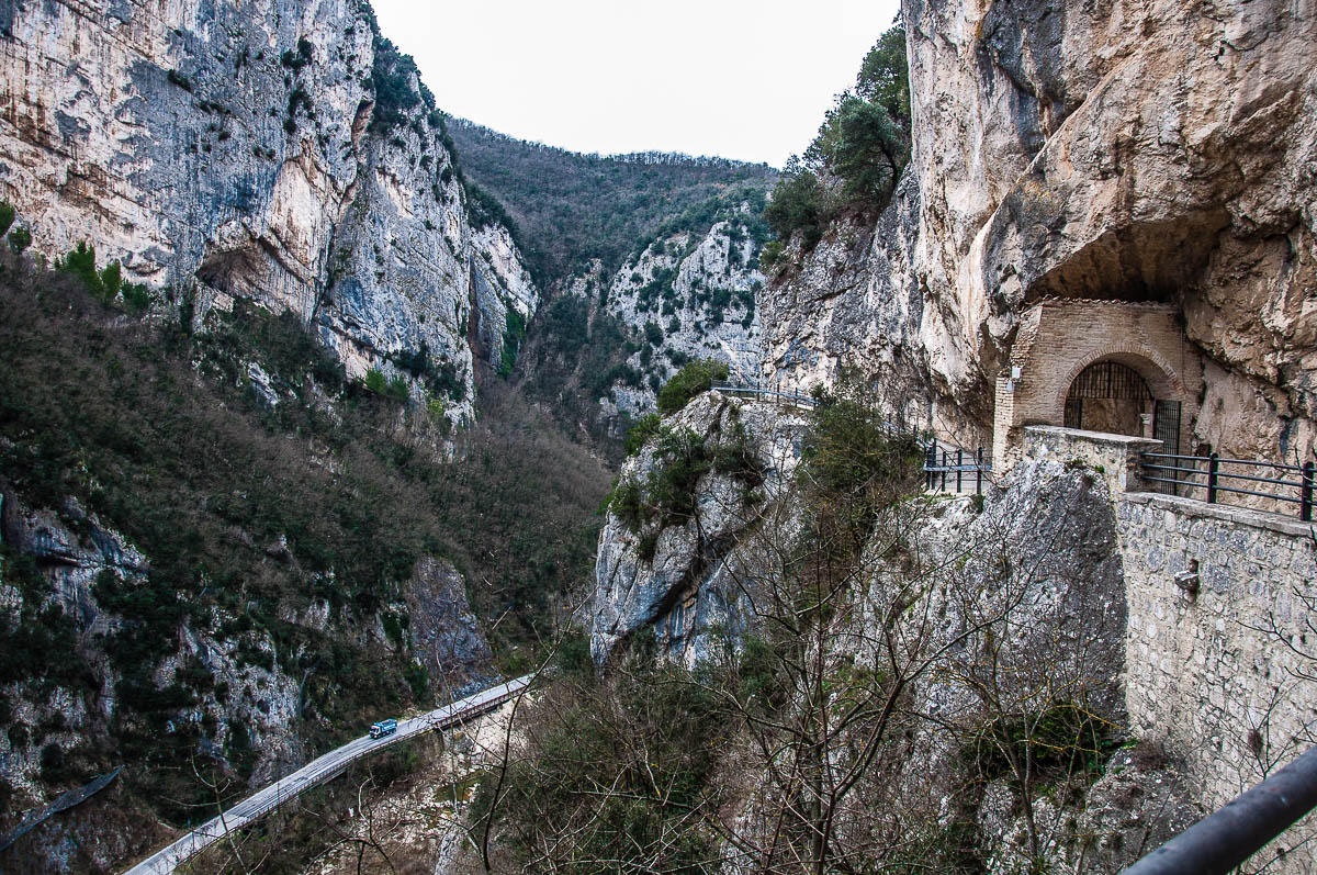 The Frasassi Gorge seen from the Temple of Valadier - Frasassi Caves, Italy - rossiwrites.com