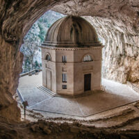 The Temple of Valadier seen from inside the Cave of the Blessed Virgin - Frasassi Caves, Italy - rossiwrites.com