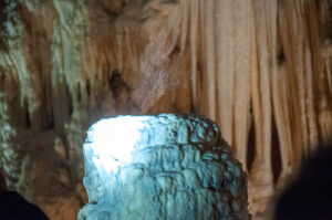 Water droplet hitting a stalagmite - Frasassi Caves, Italy - rossiwrites.com