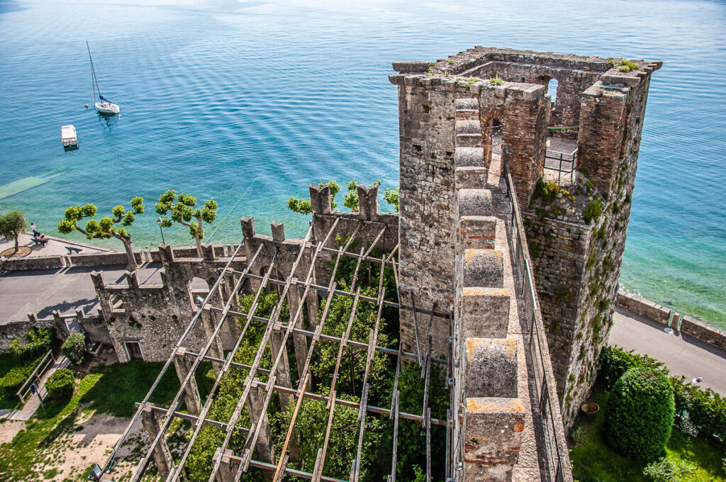 The Limonaia citrus garden seen from top of the tower of the Scaliger Castle - Torri del Benaco, Italy - rossiwrites.com