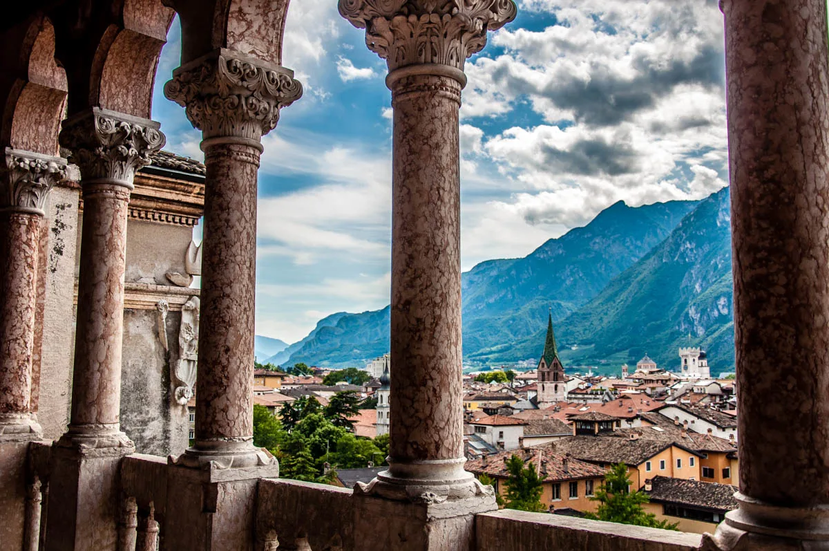 The view from the loggia of Buonconsiglio Castle over Trento's rooftops - Trentino, Italy - rossiwrites.com