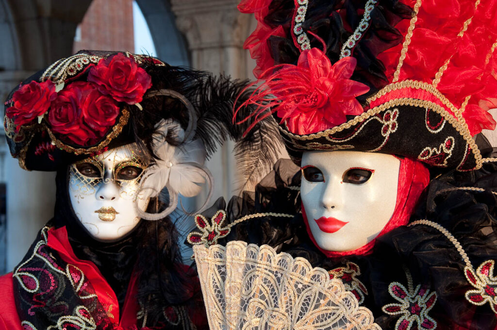 Two masks in red and black at Venice Carnival 2011 - Venice, Italy - rossiwrites.com