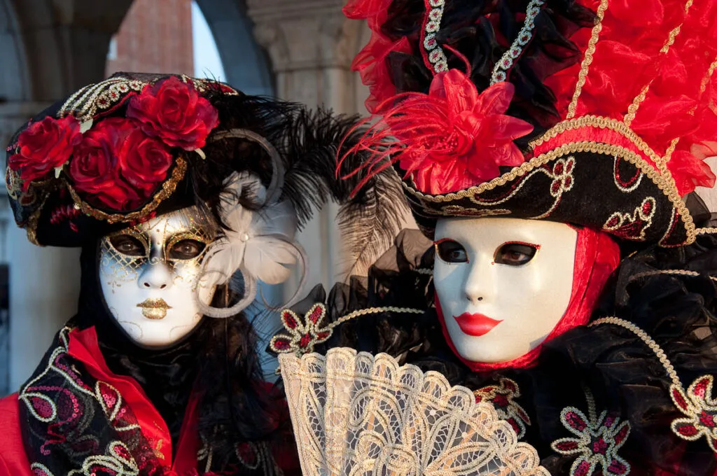 Two masks in red and black at Venice Carnival 2011 - Venice, Italy - rossiwrites.com