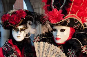 Two masks in red and black at Venice Carnival 2011 - Venice, Italy - rossiwrites.com