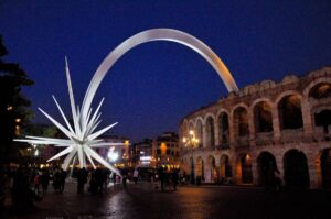 The Christmas Star attached to Arena di Verona - Verona, Italy - rossiwrites.com