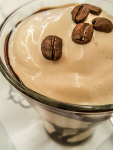 Crema al caffe' served with roasted coffee beans on top - Padua, Italy - rossiwrites.com
