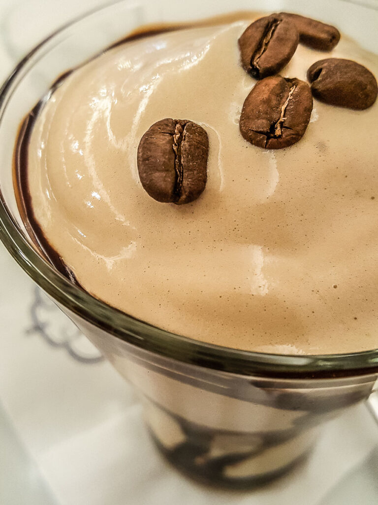 Crema al caffe' served with roasted coffee beans on top - Padua, Italy - rossiwrites.com
