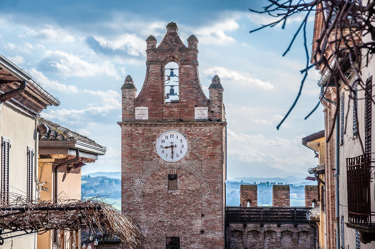 The clocktower of the fortified village - Gradara, Italy - rossiwrites.com