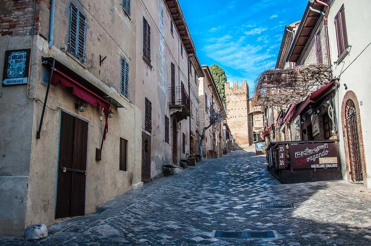 The main street of the fortified village - Gradara, Italy - rossiwrites.com