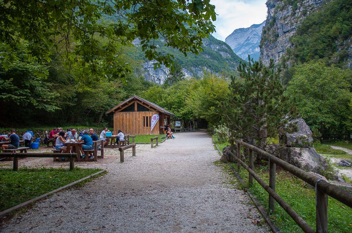The picnic area at the start of the hiking path - Cadini del Brenton - Dolomites, Italy - rossiwrites.com