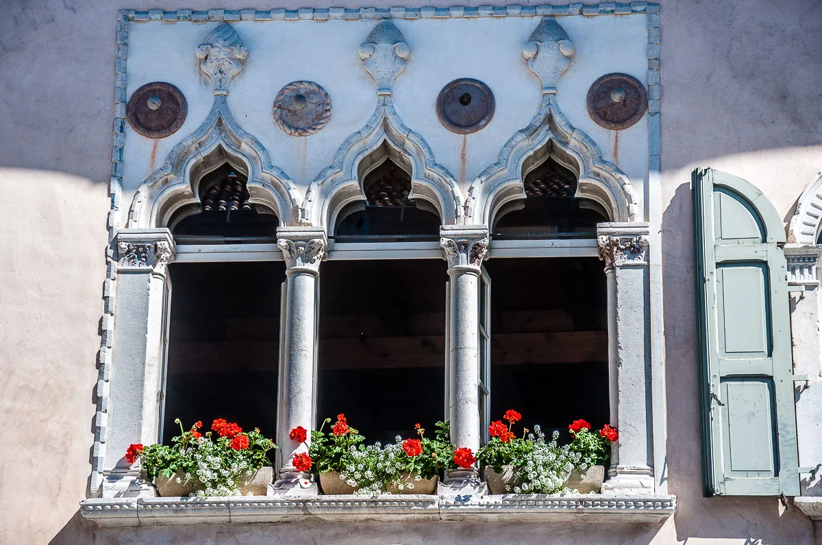 Venetian windows - Venzone, Italy - rossiwrites.com