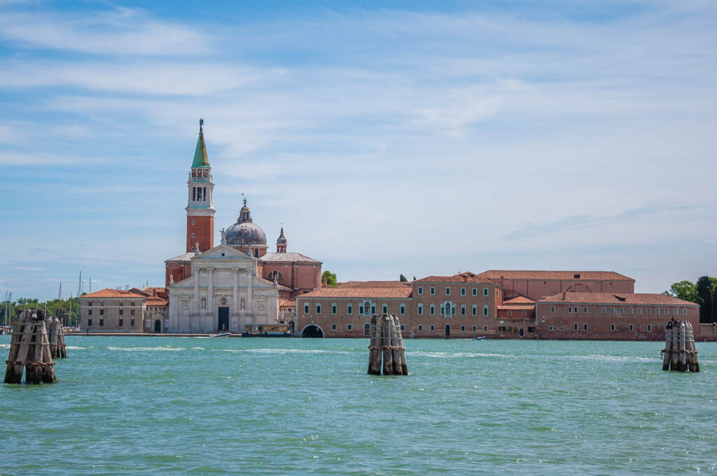 The island of San Giorgio Maggiore seen from the Punta della Dogana - Venice, Italy - rossiwrites.com
