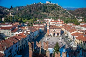 The historic centre with the Upper Castle as seen from the Lower Castle - Marostica, Italy - rossiwrites.com