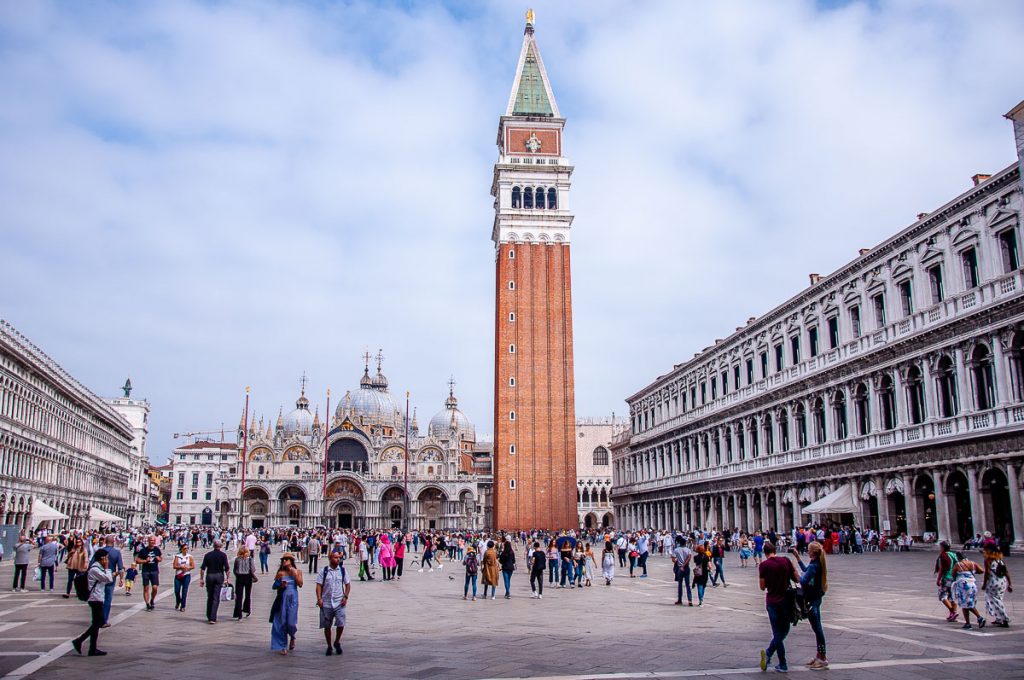 St. Mark's Square with St. Mark's Basilica and St. Mark's Belltower - Venice, Italy - rossiwrites.com