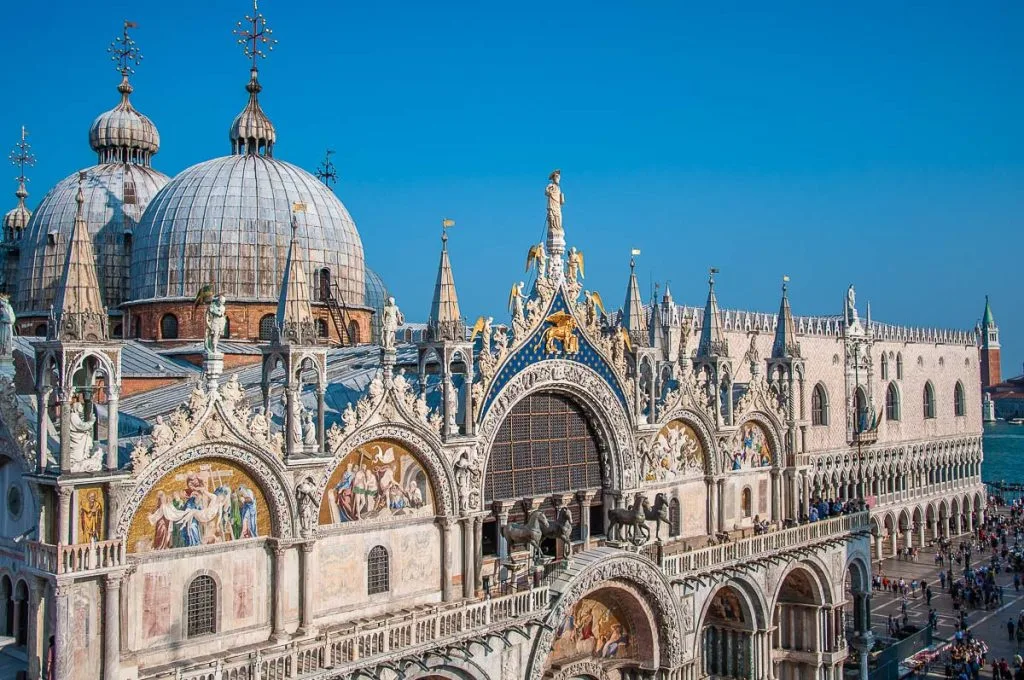 The facade of St. Mark's Basilica and the Doge's Palace - Venice, Italy - rossiwrites.com