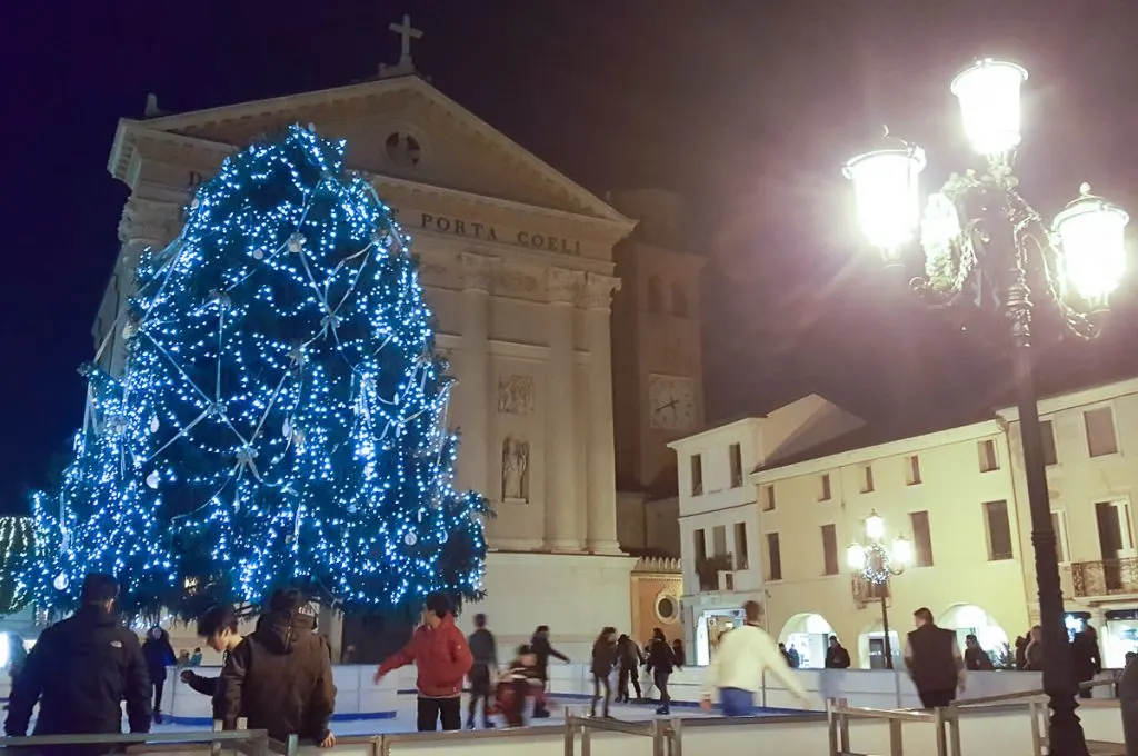 The ice rink at Christmas - Cittadella, Italy - rossiwrites.com